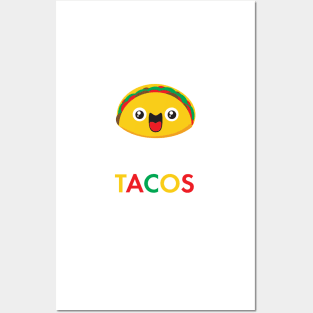 Cute Kawaii Taco Emoji Cinco de Mayo Funny Tace Foodie Mexican Food Gift Posters and Art